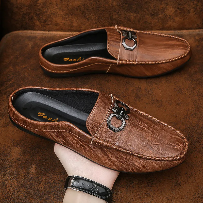 24 new bean shoes men's shoes breathable half-drag lazy shoes in spring Korean casual shoes with a pedal tide brand shoes