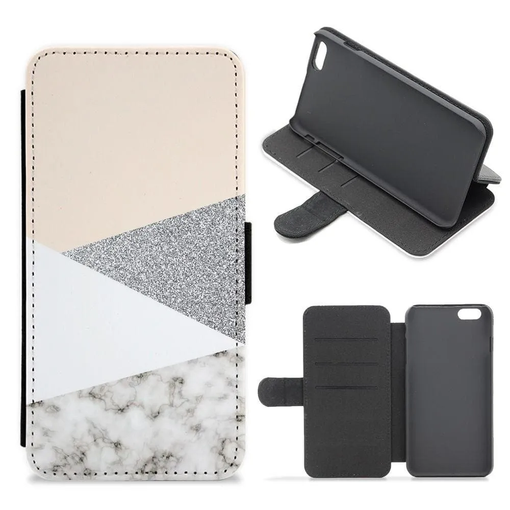 Abstract Marble and Silver Pattern Flip / Wallet Phone Case