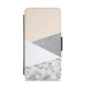 Abstract Marble and Silver Pattern Flip / Wallet Phone Case