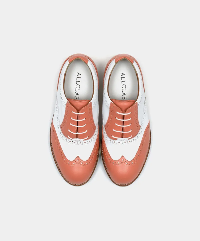 ALL CLASSIC Golf Noble Wingtip Classic Golf Shoes - Coral