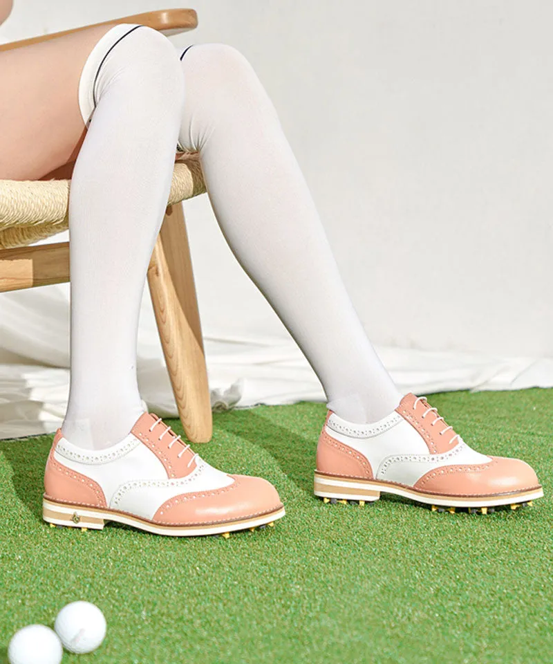 ALL CLASSIC Golf Noble Wingtip Classic Golf Shoes - Coral