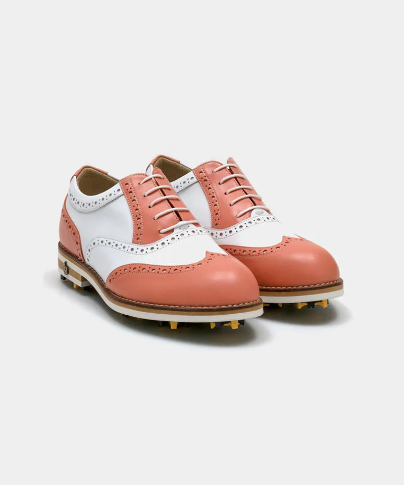 ALL CLASSIC Golf Noble Wingtip Classic Golf Shoes - Coral