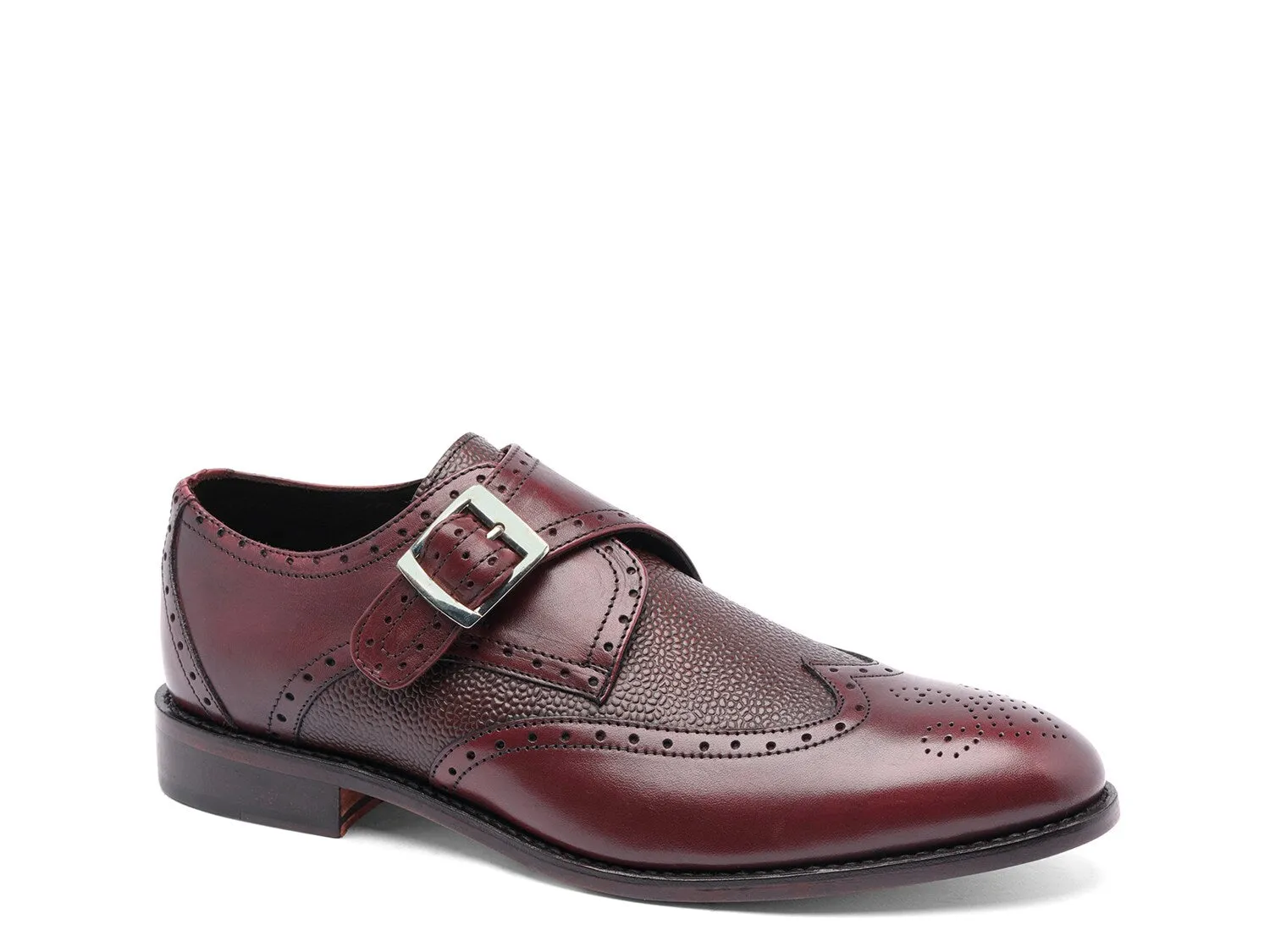 Anthony Veer Roosevelt Wingtip Monk Slip-on with Strap, Burgundy