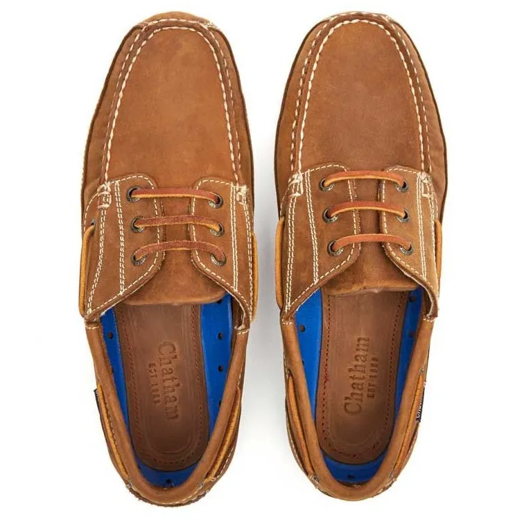 CHATHAM Mens Rockwell G2 Wide Fit Leather Boat Shoes - Walnut