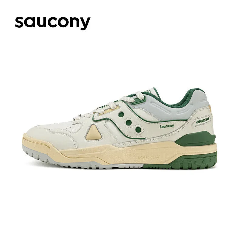 Classic unisex sneakers Saucony Cross 90 PRM for sports and leisure, gray / green