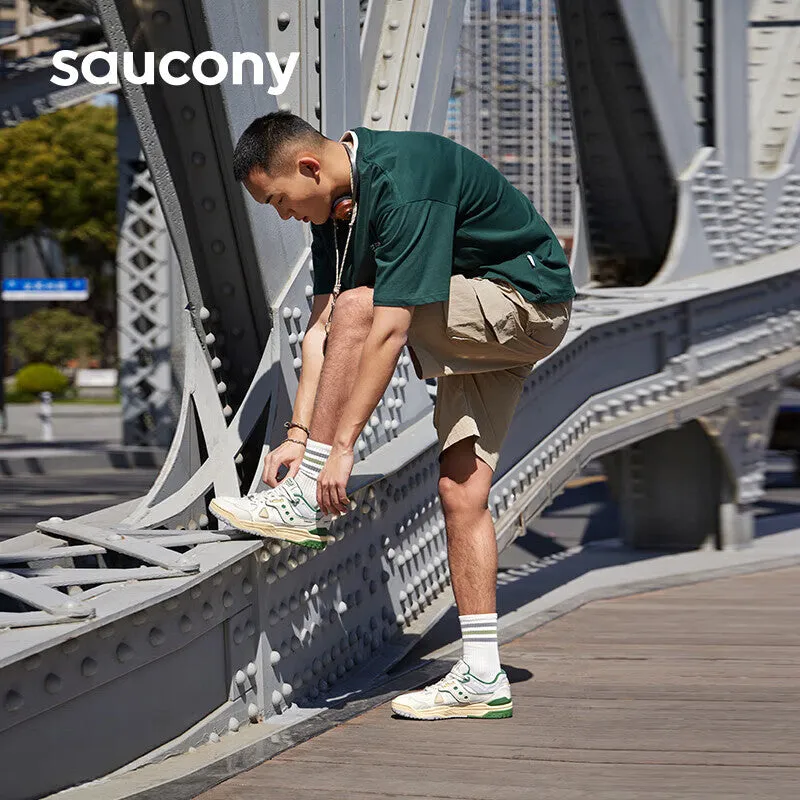 Classic unisex sneakers Saucony Cross 90 PRM for sports and leisure, gray / green