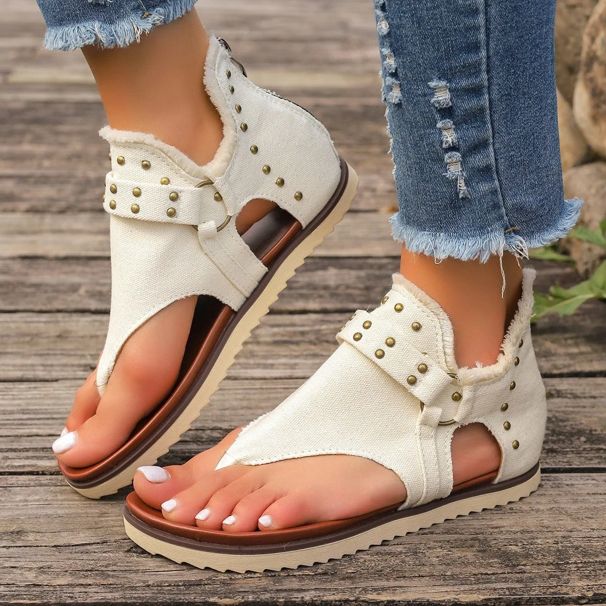 Denim Thong Retro Beach Flat Shoes