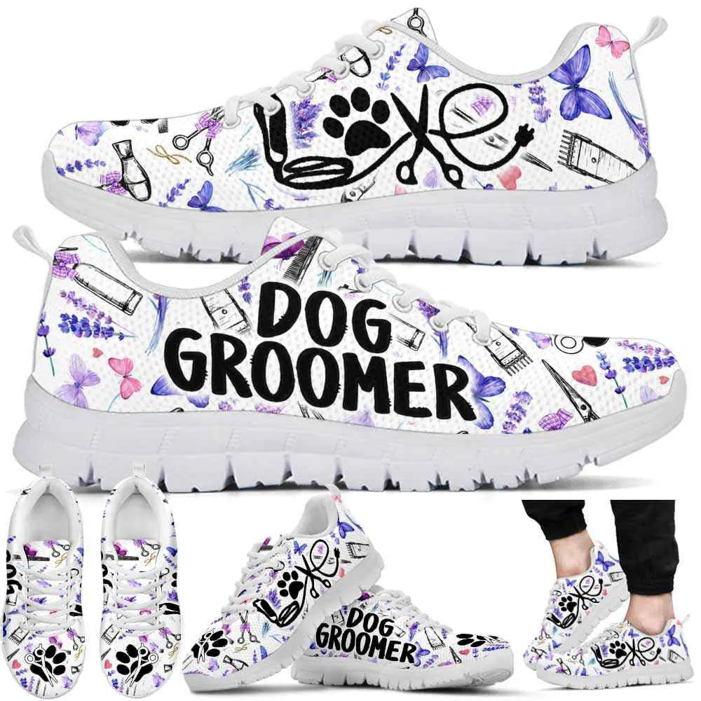 Dog Groomer Sneaker, Dog Groomer Lavender Tools Pattern Sneakers Shoes, Best Running Shoes, Unique Gifts For Dog Lovers