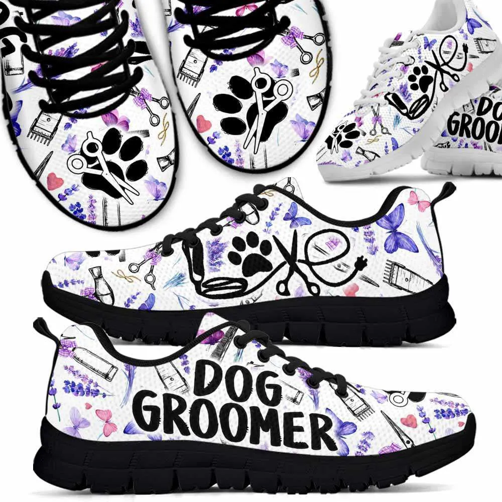 Dog Groomer Sneaker, Dog Groomer Lavender Tools Pattern Sneakers Shoes, Best Running Shoes, Unique Gifts For Dog Lovers