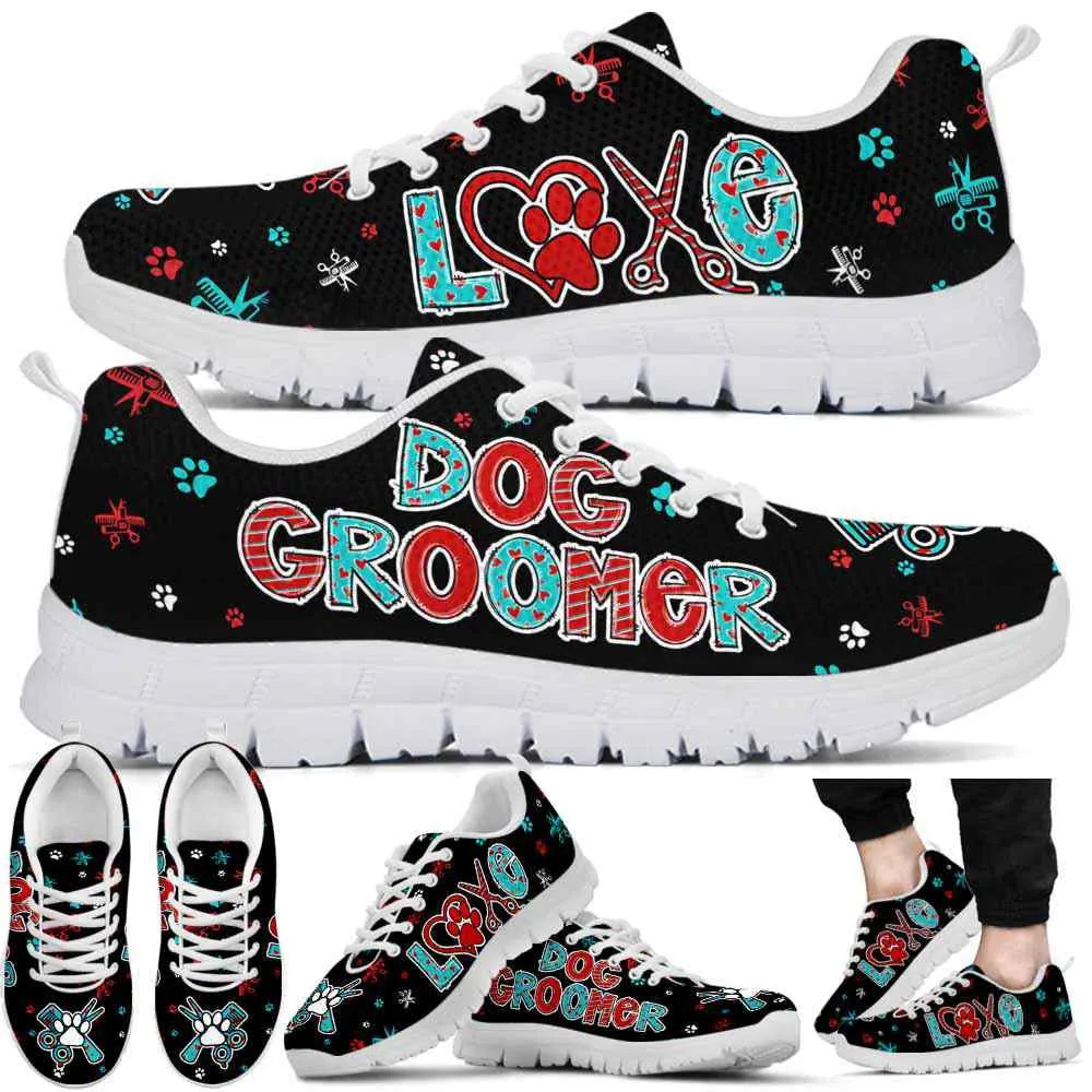 Dog Groomer Sneaker, Dog Groomer Love Candy Pattern Sneakers Shoes, Best Running Shoes, Unique Gifts For Dog Lovers