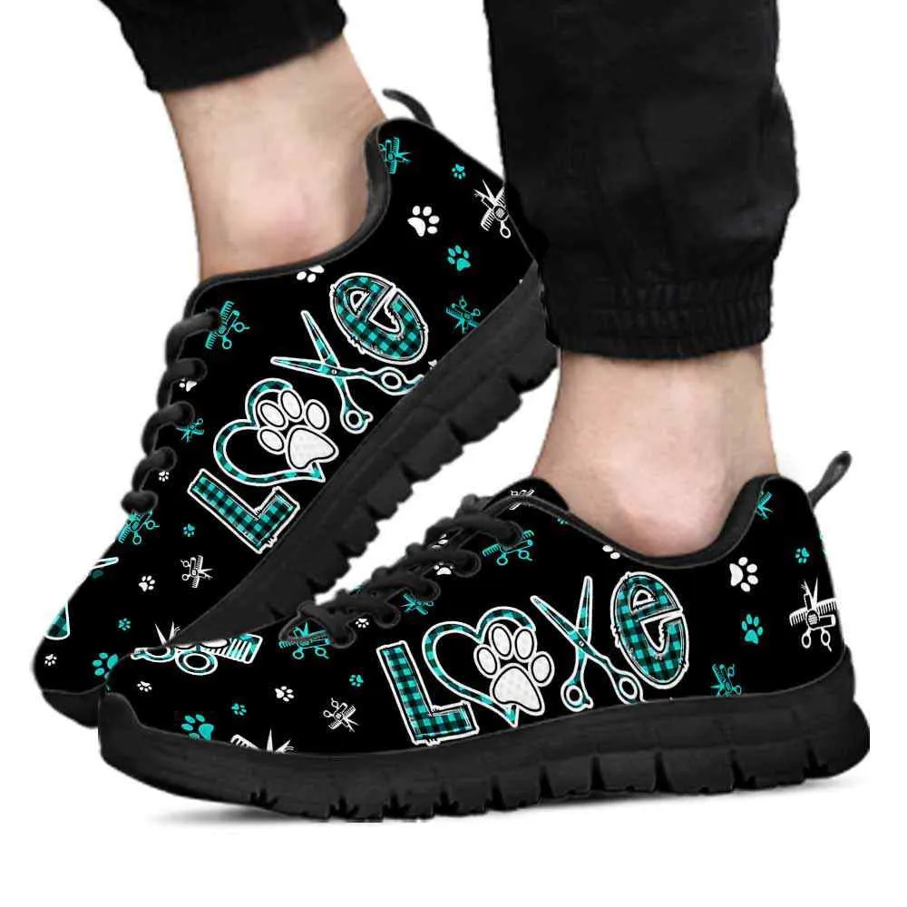 Dog Groomer Sneaker, Dog Groomer Love Teal Pattern Sneakers Shoes, Best Running Shoes, Unique Gifts For Dog Lovers