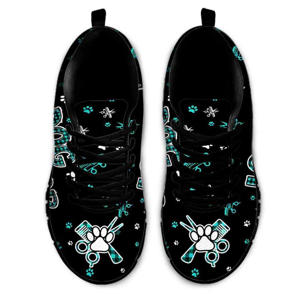 Dog Groomer Sneaker, Dog Groomer Love Teal Pattern Sneakers Shoes, Best Running Shoes, Unique Gifts For Dog Lovers