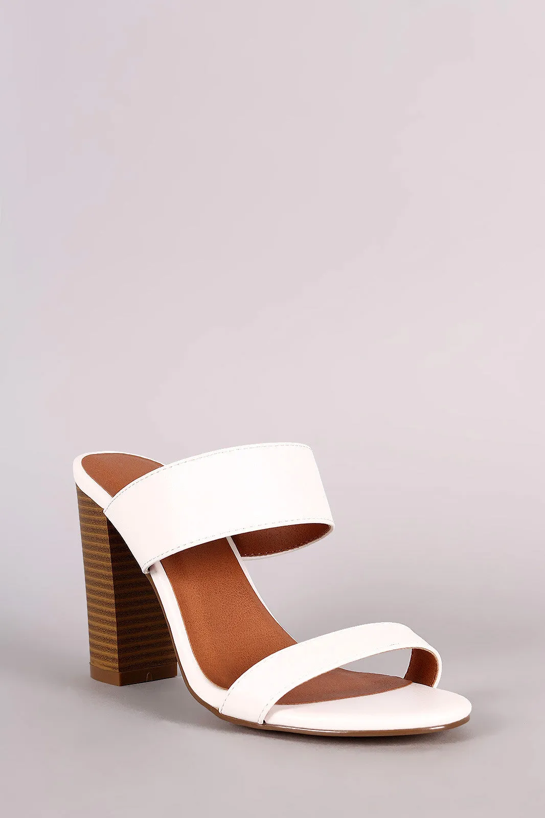 Double Band Open Toe Chunky Heel