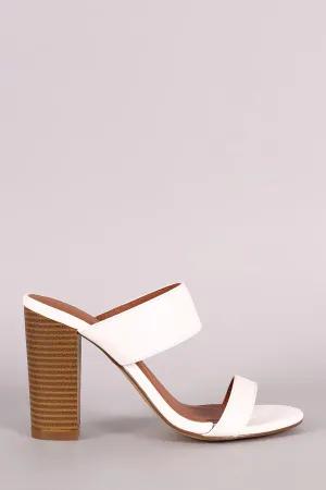 Double Band Open Toe Chunky Heel