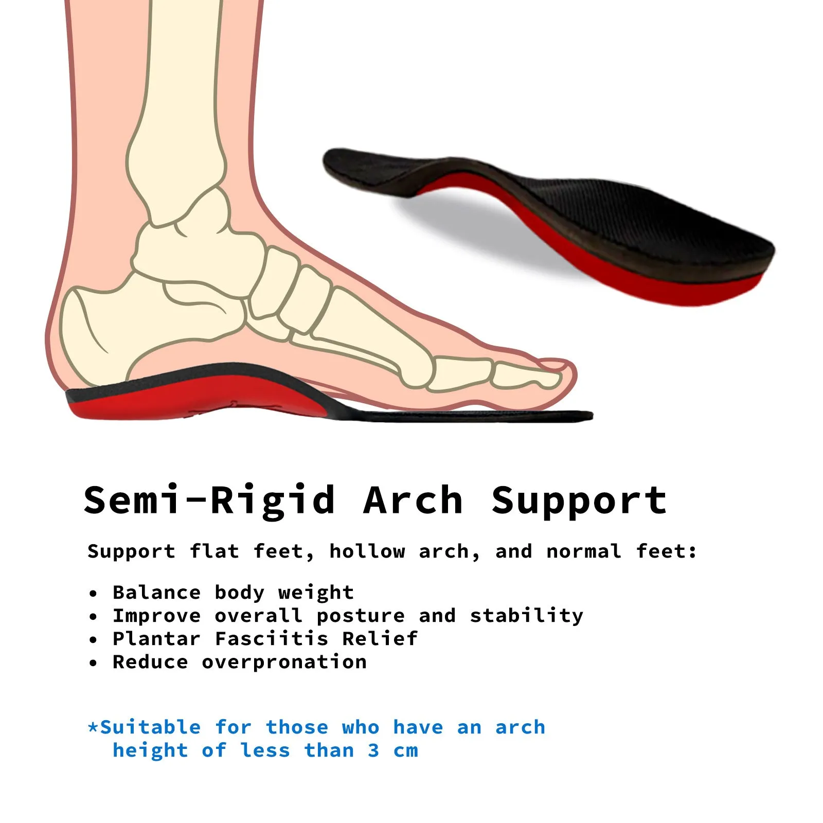 Durable Arch Support Shoe Insoles with Gel Cushion, Bibal