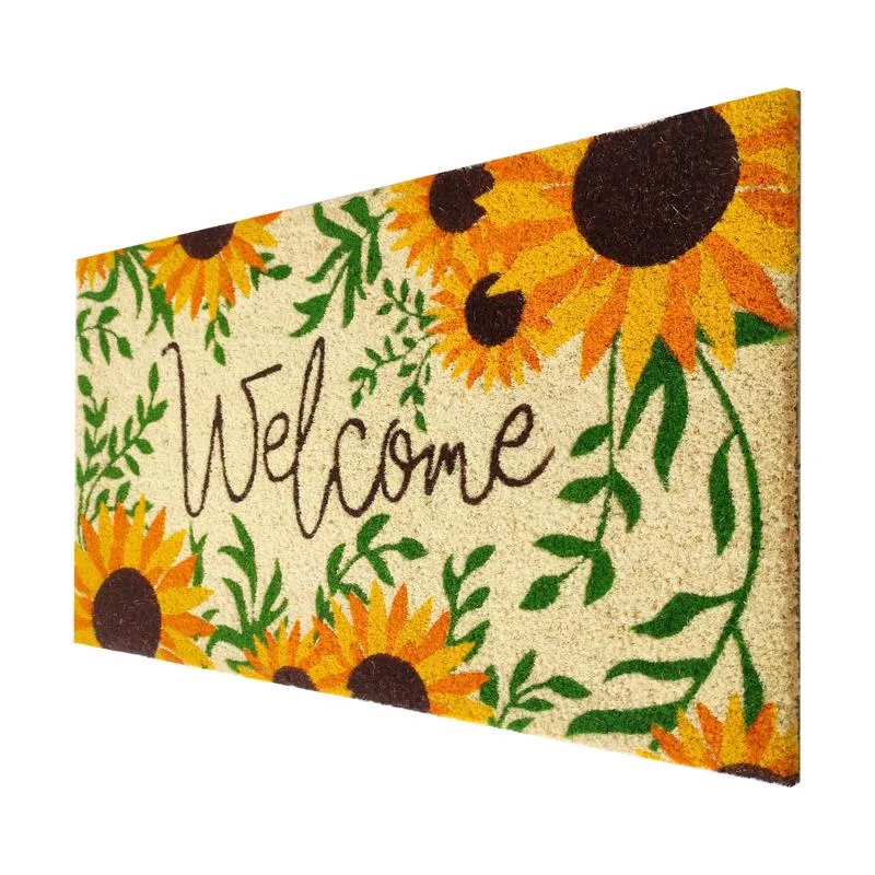 First Concept 18 in. W X 30 in. L Multicolored Welcome Sunflowers Coir Door Mat