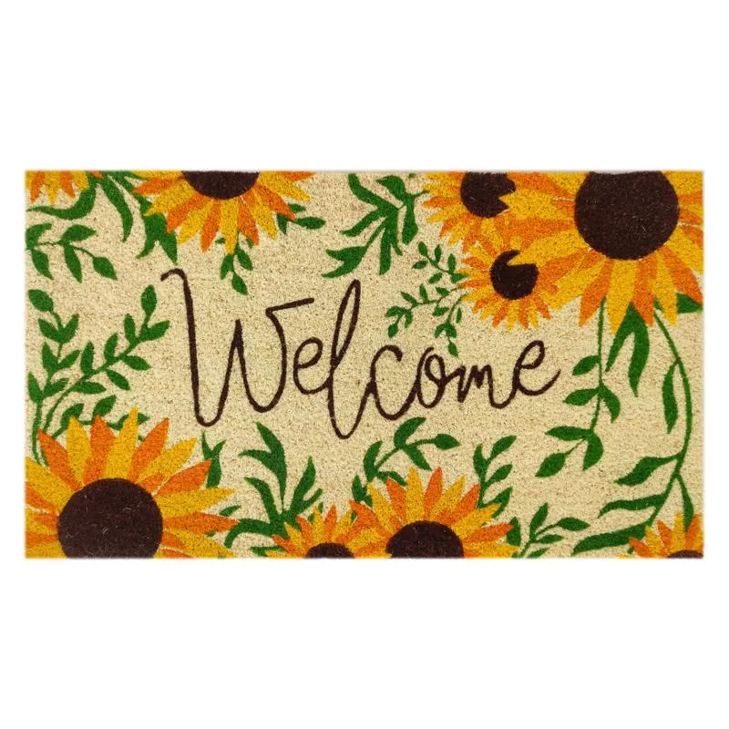 First Concept 18 in. W X 30 in. L Multicolored Welcome Sunflowers Coir Door Mat