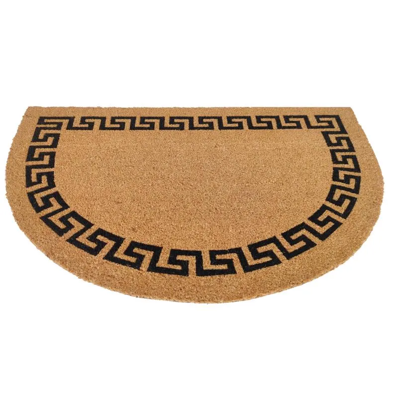 First Concept 24 in. W X 36 in. L Black/Brown Greek Key Coir Door Mat