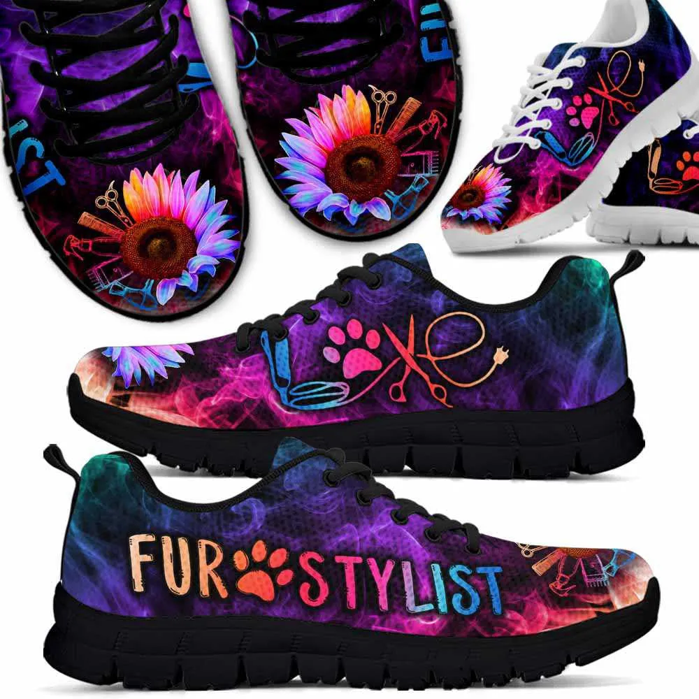 Fur Stylist Rainbow Sunflower Smoke Sneakers Shoes, Dog Print Shoes, Best Running Shoes, Unique Gifts For Dog Lovers