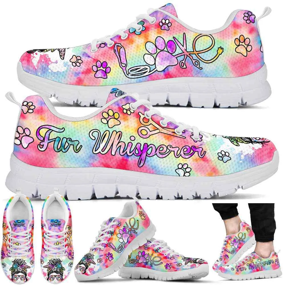 Fur Whisperer Tie Dye Love Heart Sneakers Shoes, Dog Print Shoes, Best Running Shoes, Unique Gifts For Dog Lovers