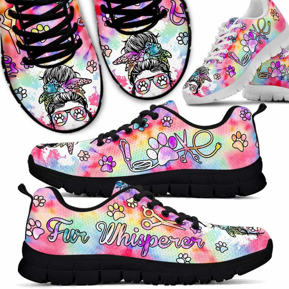 Fur Whisperer Tie Dye Love Heart Sneakers Shoes, Dog Print Shoes, Best Running Shoes, Unique Gifts For Dog Lovers