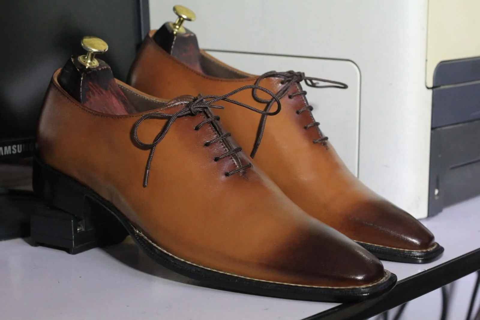 Hand stitched Brown Stylish Leather Shoes, Men's Lace Up Pure Leather Classic Shoes