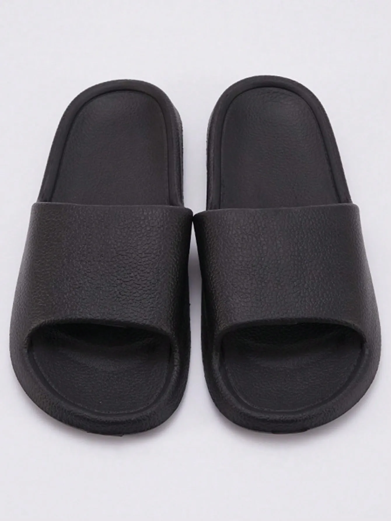 High-End Fashion Versatile Soft Leather Pattern Black Simple Eva Material Silent Soft Sole Non-Slip Bathroom Men's Home Slippers