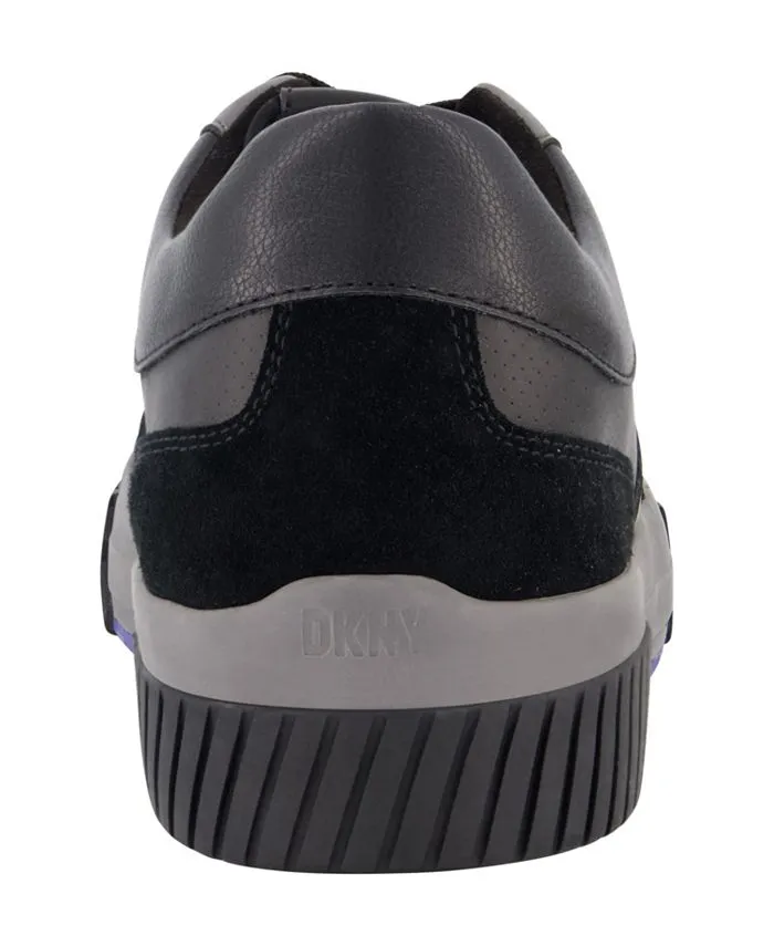 Men's Low Top Two Tone Lace-up Sneakers with DKNY Signature Sole, Black