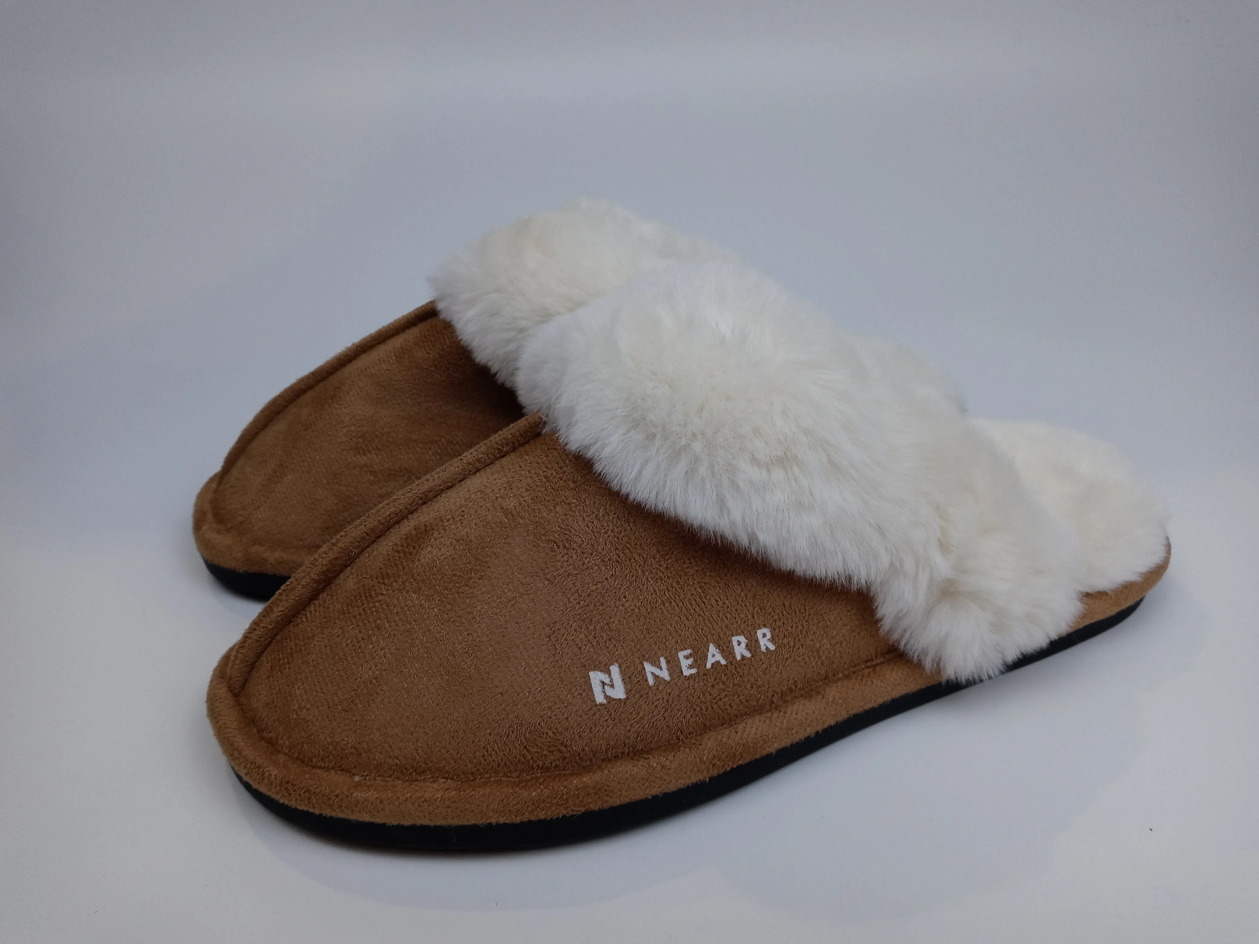 Nearr Womens Memory Foam House Slippers  Faux Fur Nonslip Chestnut XLarge