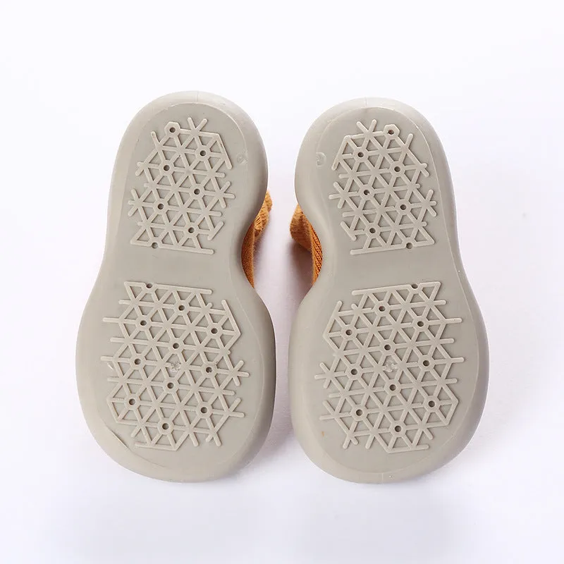 Newborn Baby Girl Shoes Embroidery Pattern Nonslip Floor Socks Kids Girls Soft Rubber Shoes - TGSH50687