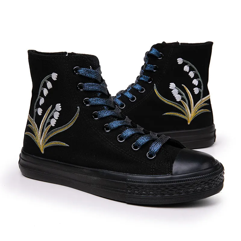 Owlkay Stylish Versatile High Top Canvas Shoes