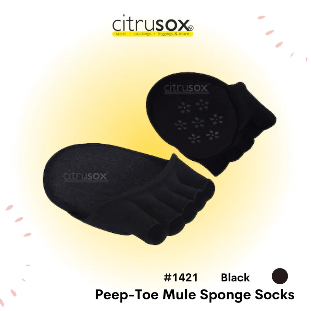 Peep-Toe No-Show Sponge Mule Socks