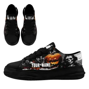 Personalized Pumpkin Sneakers, Custom Bat Canvas Shoes, Comfy Gym Shoes, Unique Gift for Halloween