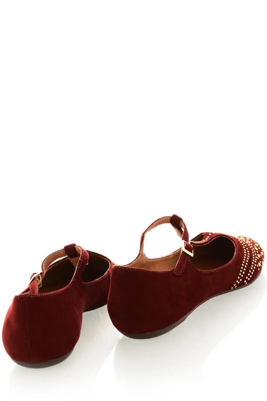 SABILE Bordeaux Studded Ballerinas