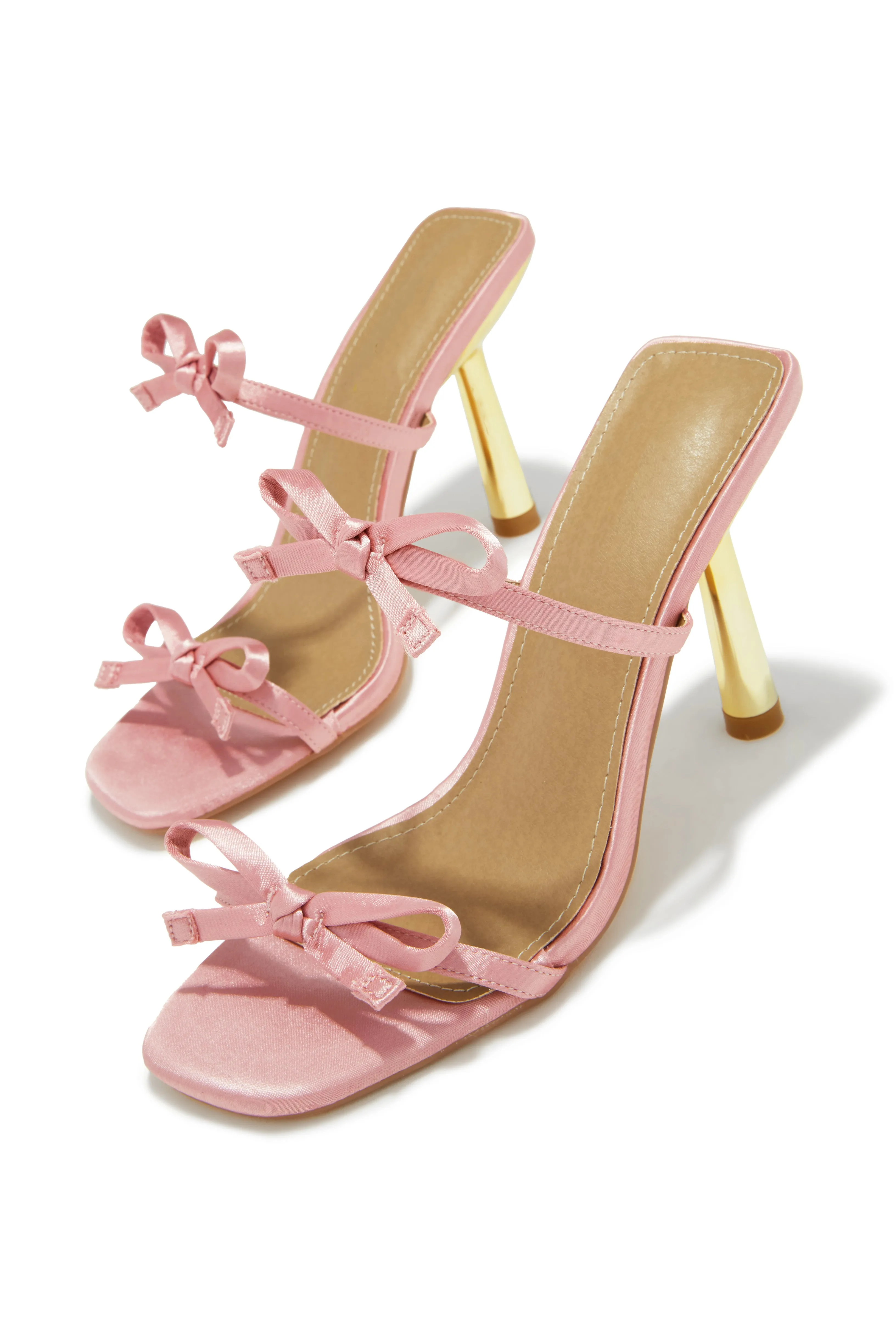 Simple Affair Bow Heel Mules - Pink