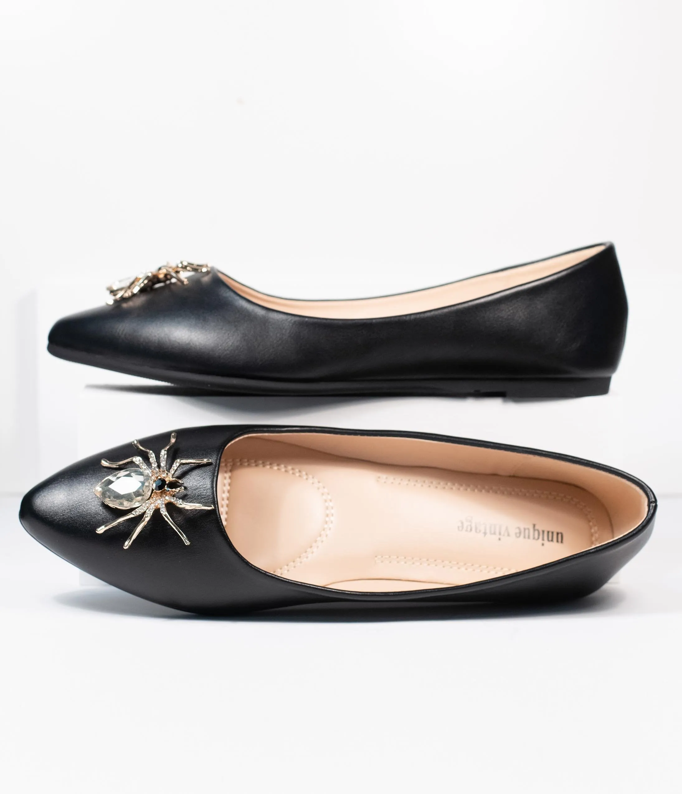 Unique Vintage Black Spider Evie Flats