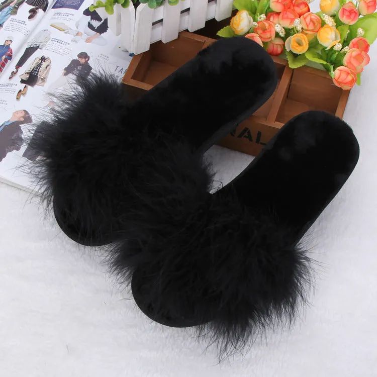 Winter thick plush home slippers