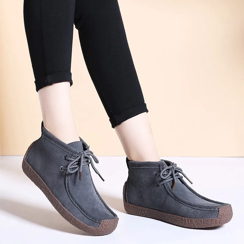 Women's suede stylish trending joker comfortable leisure high top shoes