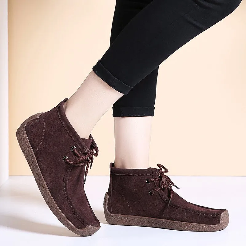 Women's suede stylish trending joker comfortable leisure high top shoes