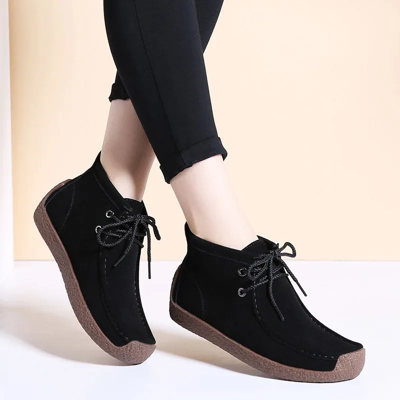 Women's suede stylish trending joker comfortable leisure high top shoes